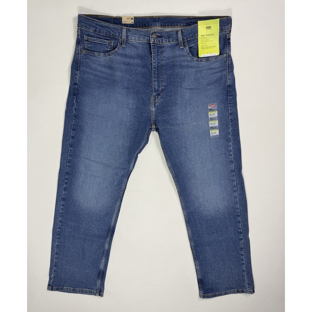 Levis 506 Straight Leg Jeans Mens 40x30 Flex High Stretch Blue Denim NWT Work